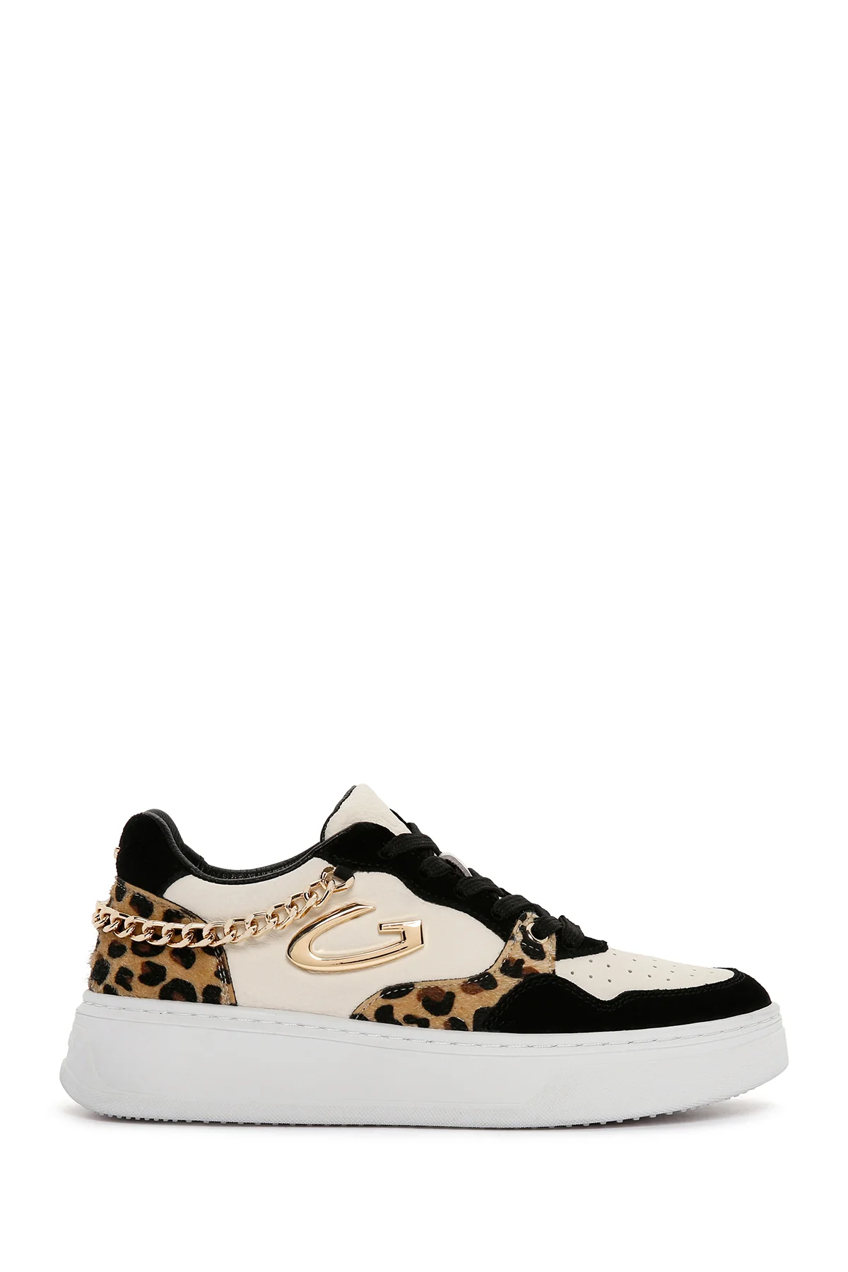 Alberto Guardiani Kadın Siyah Zincirli Deri Sneaker