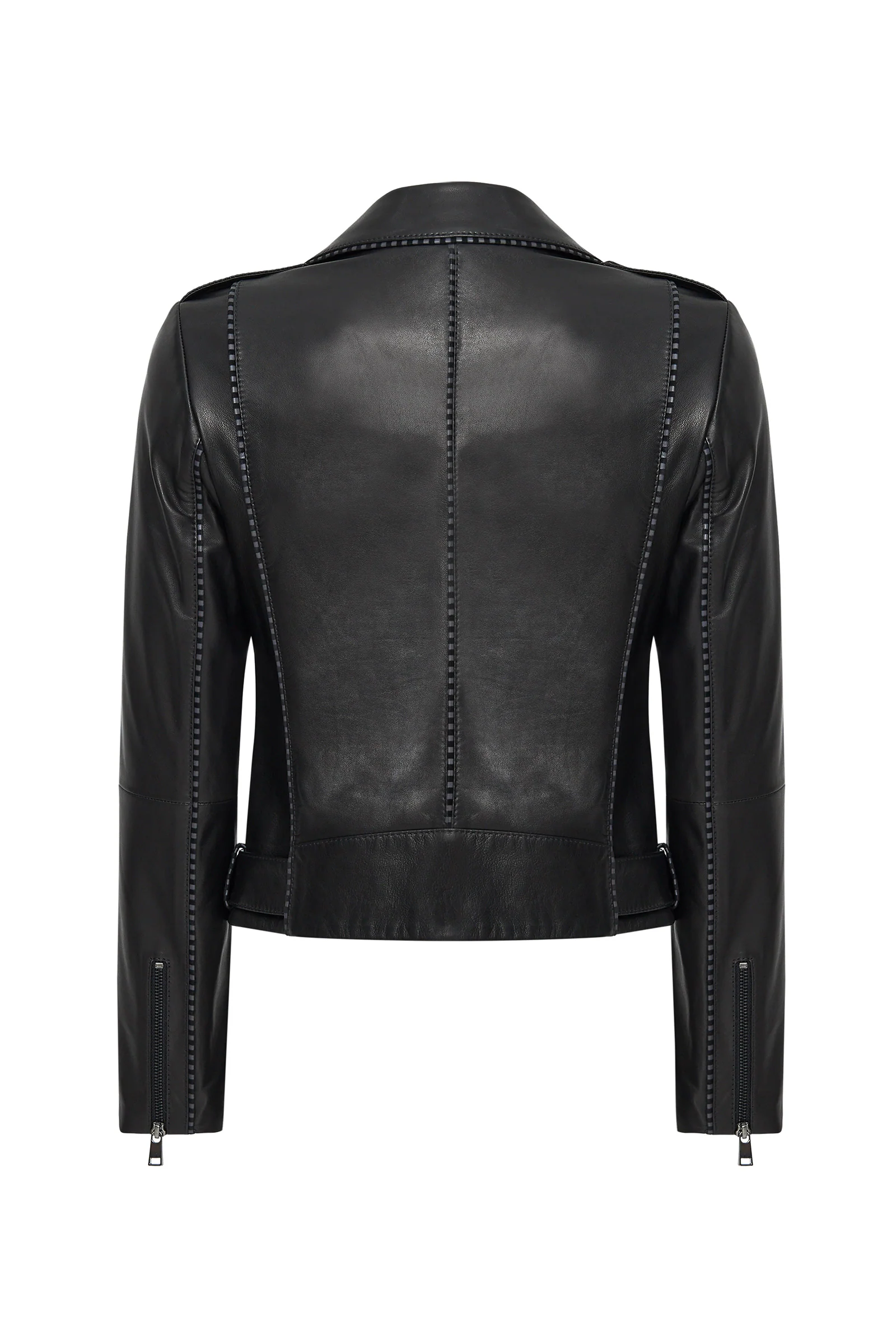 Angel-X Kadın Siyah Biker Deri Ceket - Image 2