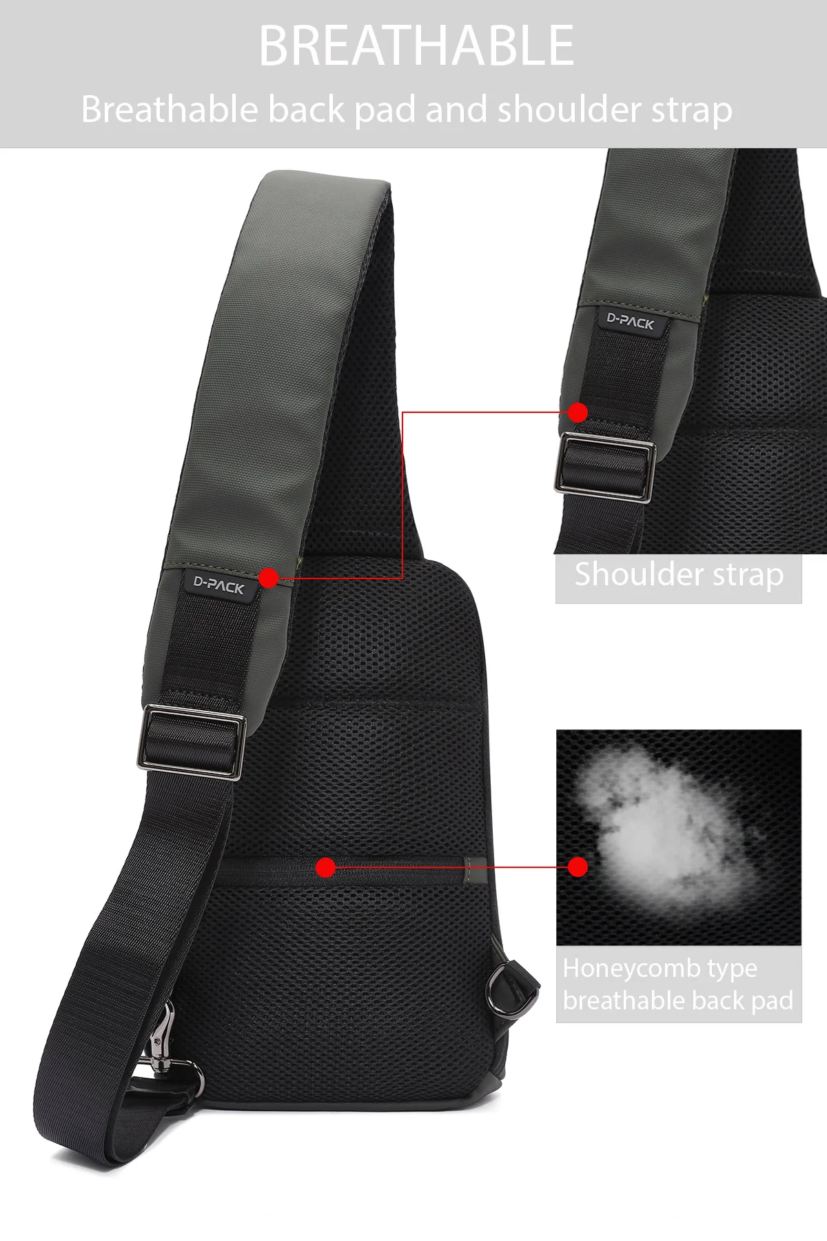 D-Pack Erkek Haki Teknolojik Kumaş Çapraz Çanta - Image 4