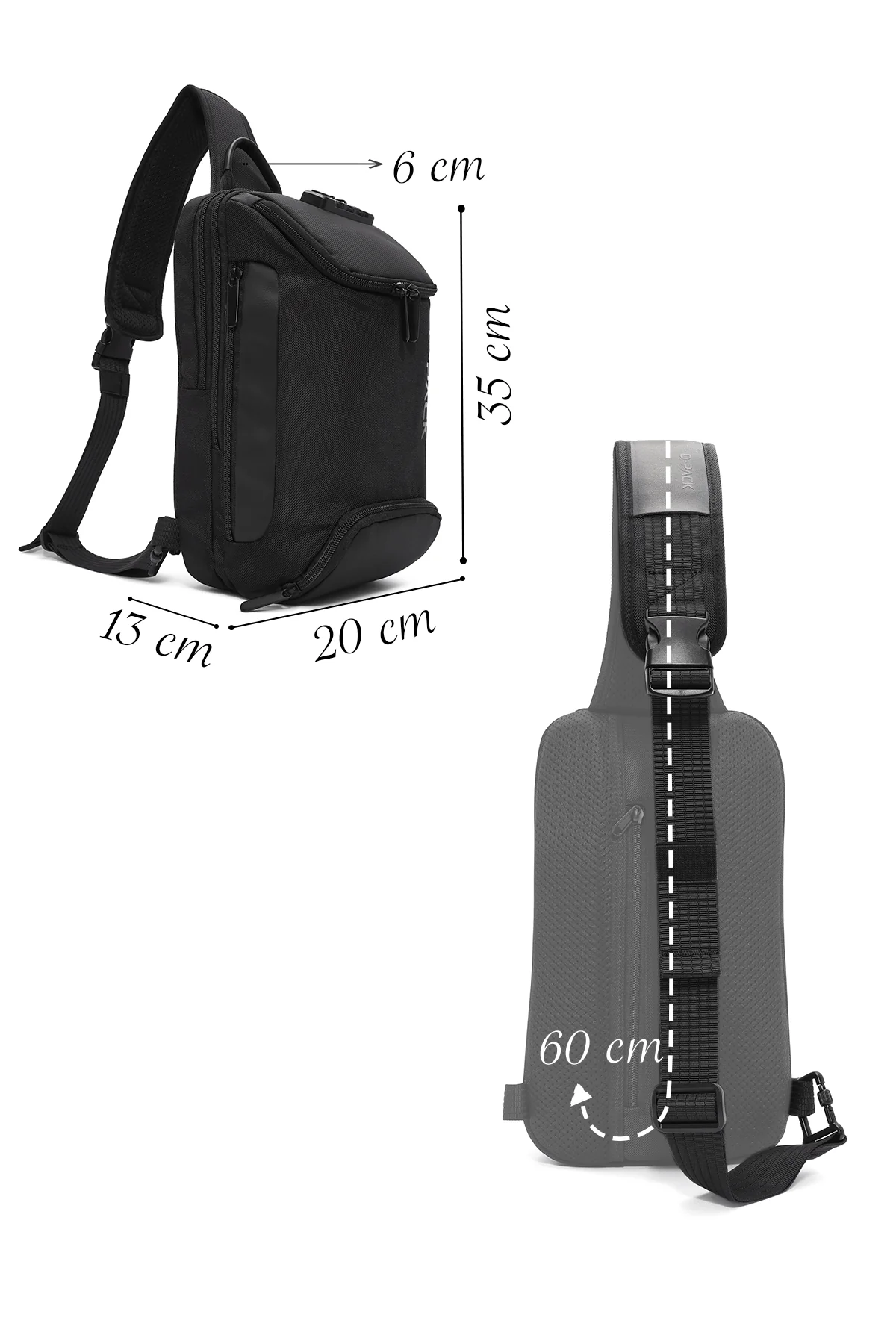D-Pack Erkek Siyah Kumaş Çapraz Çanta - Image 2