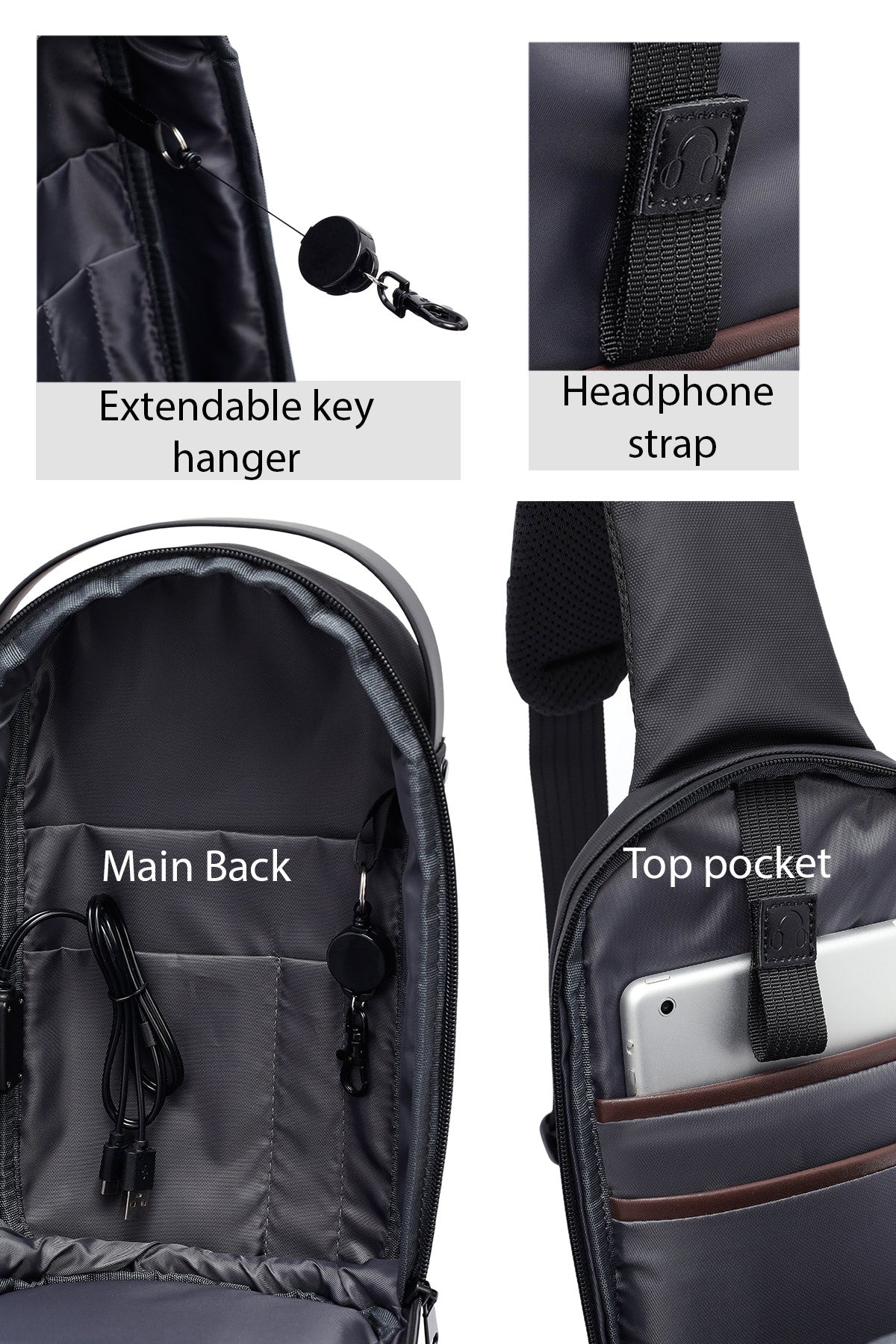 D-Pack Erkek Siyah Teknolojik Kumaş Çapraz Çanta - Image 4