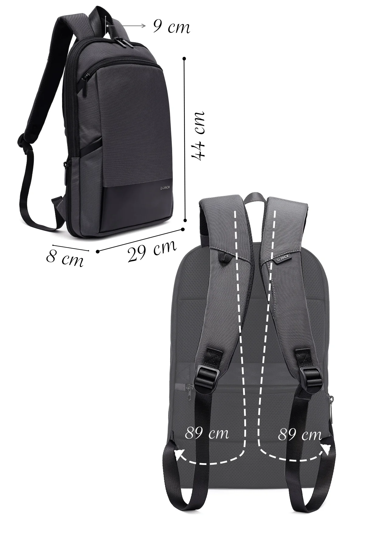 D-Pack Unisex Gri Sırt Çantası - Image 2