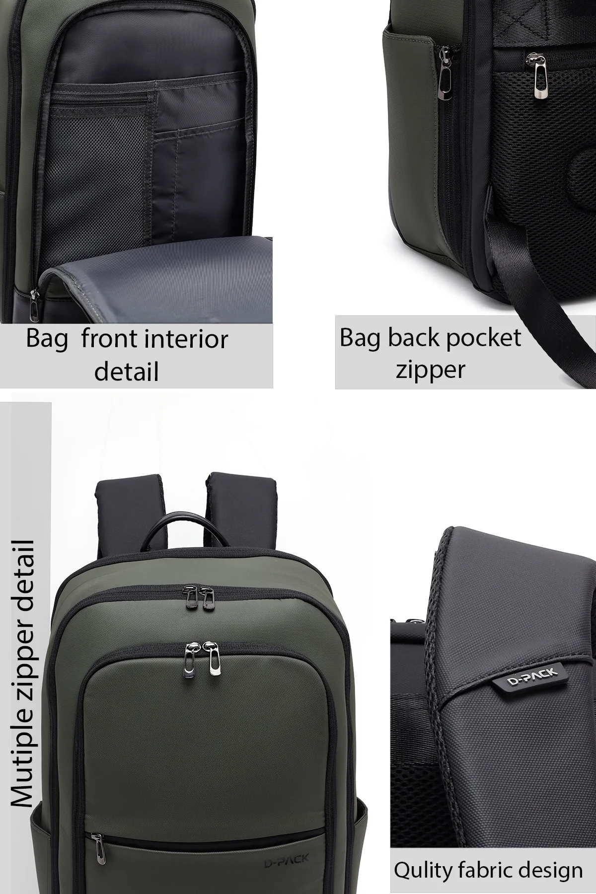 D-Pack Unisex Haki Sırt Çantası - Image 6