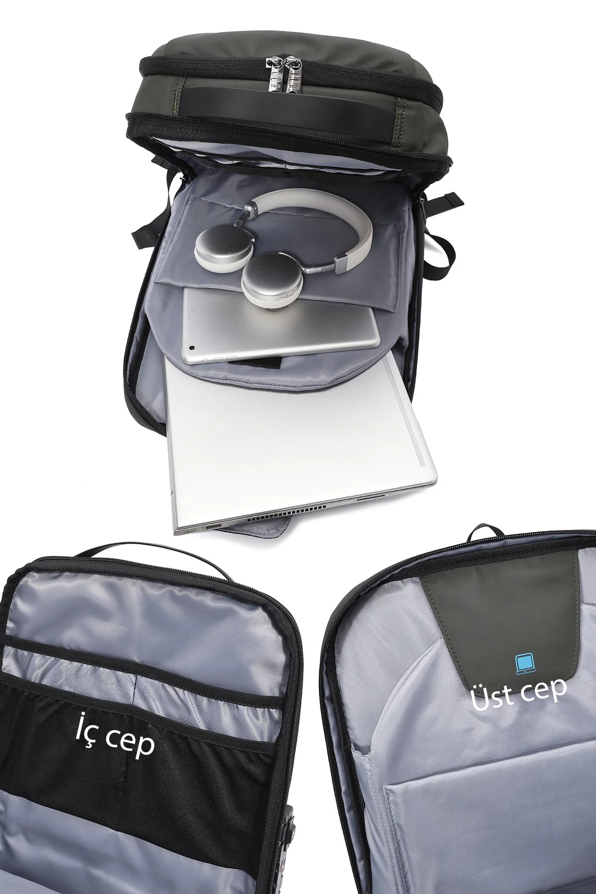 D-Pack Unisex Haki Teknolojik Hardcase Sırt Çantası - Image 6