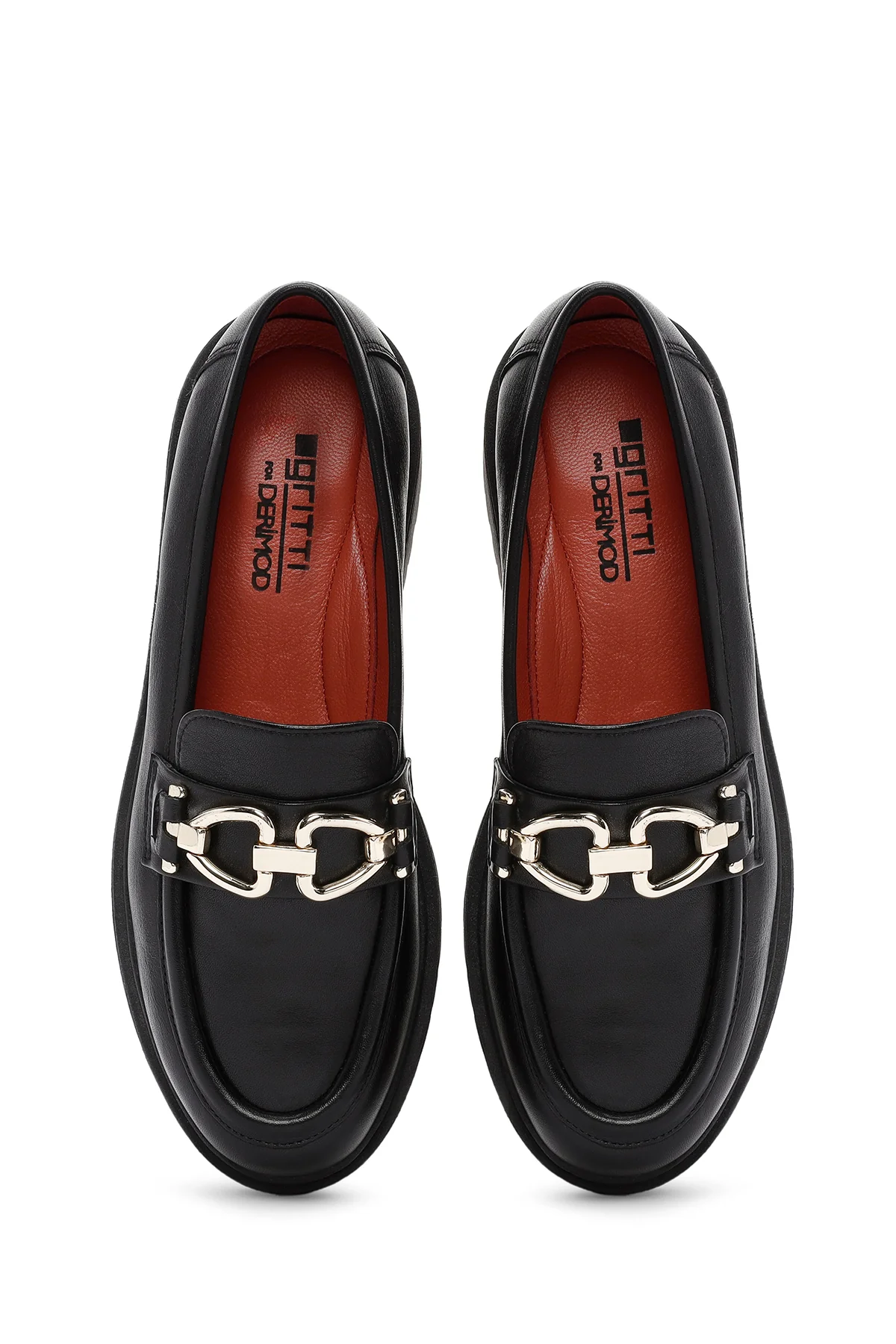 Derimod Gritti Kadın Siyah Toka Detaylı Deri Maskülen Loafer - Image 7
