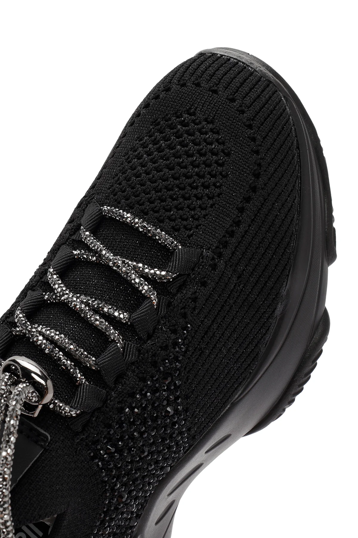 Derimod Zero Kadın Siyah Bağcıklı Taş Detaylı Kumaş Sneaker - Image 10