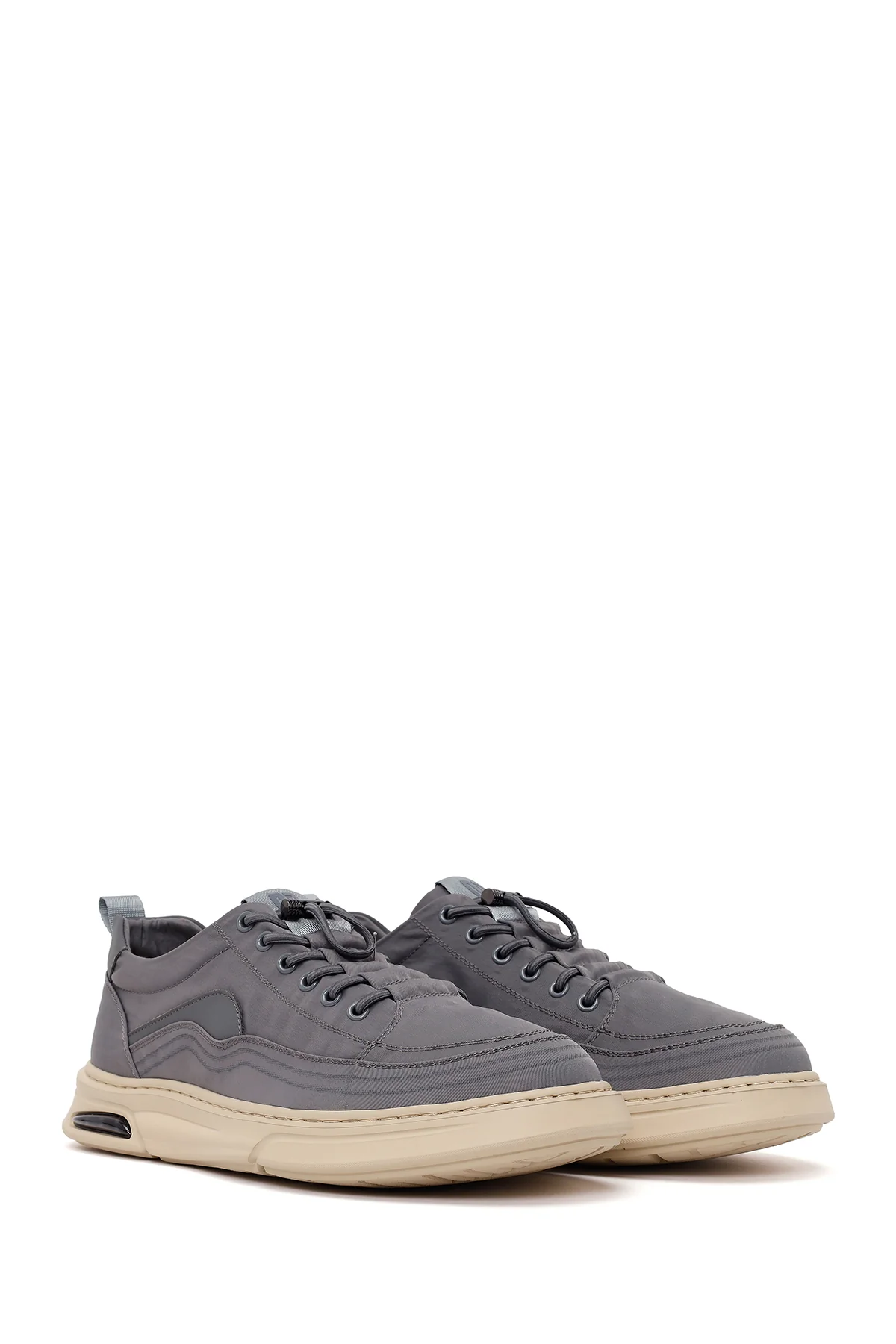 Derimoz Zero Erkek Gri Bağcıklı Kumaş Sneaker - Image 3