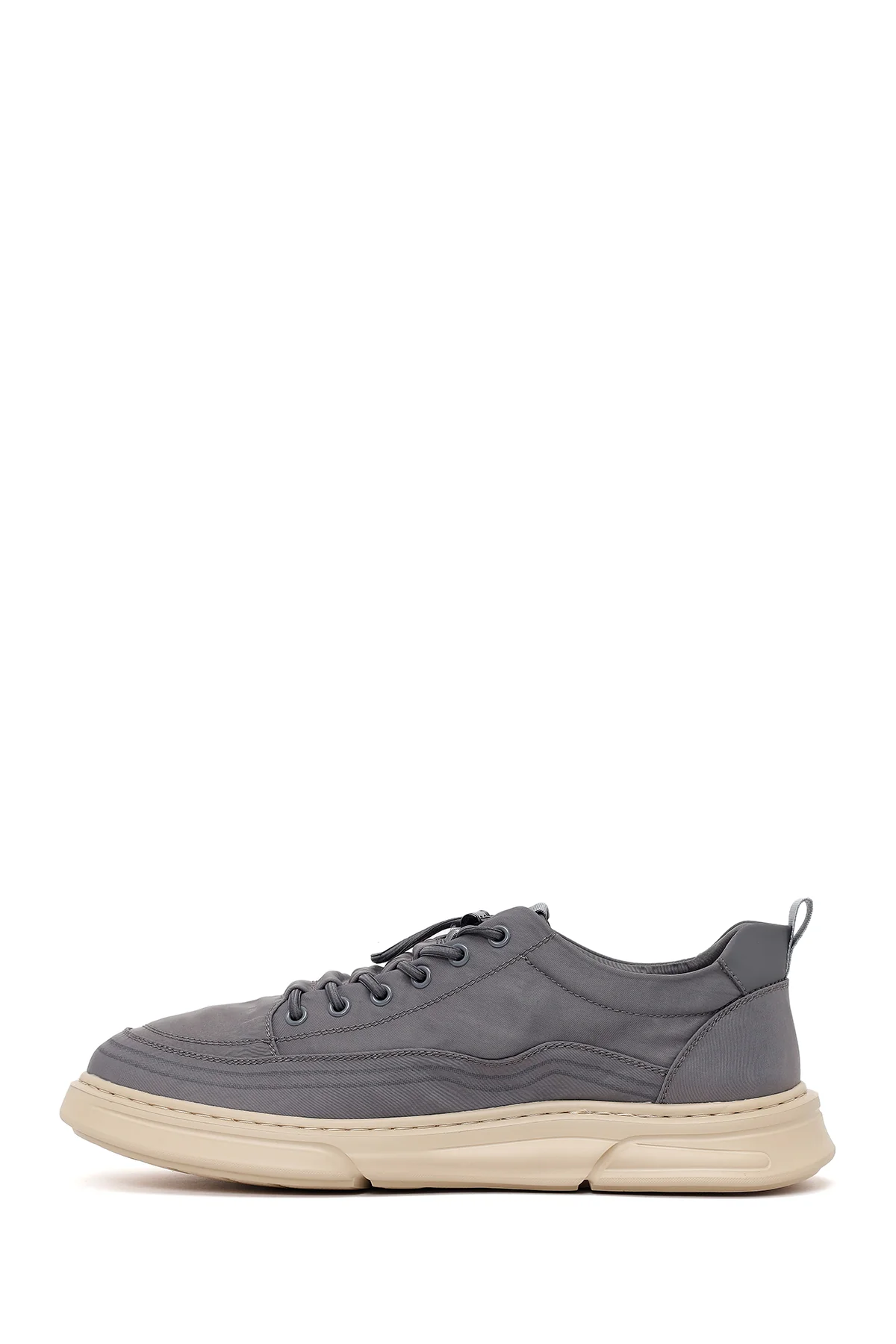 Derimoz Zero Erkek Gri Bağcıklı Kumaş Sneaker - Image 4