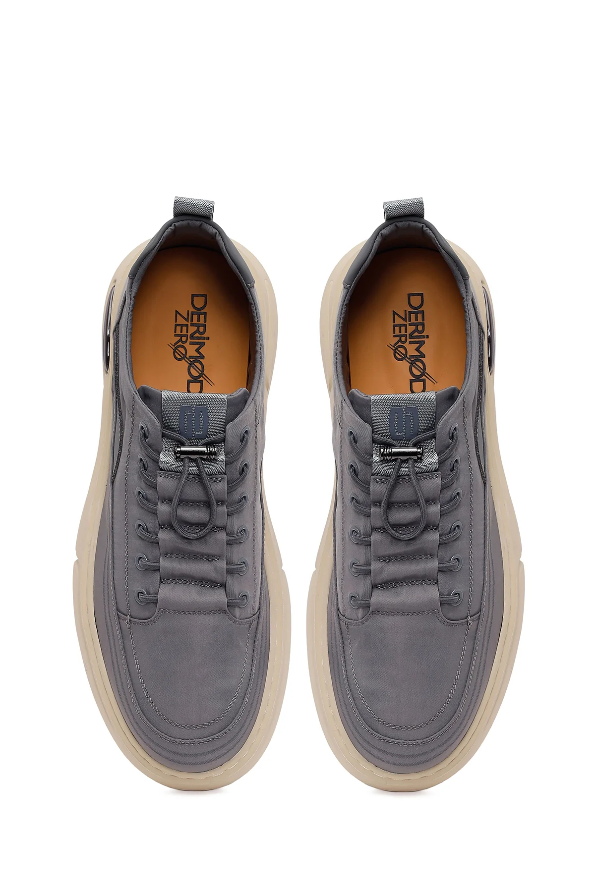 Derimoz Zero Erkek Gri Bağcıklı Kumaş Sneaker - Image 5