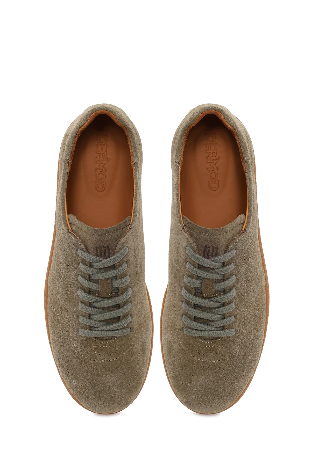 Erkek Açık Yeşil Bağcıklı Süet Deri Sneaker - Image 5