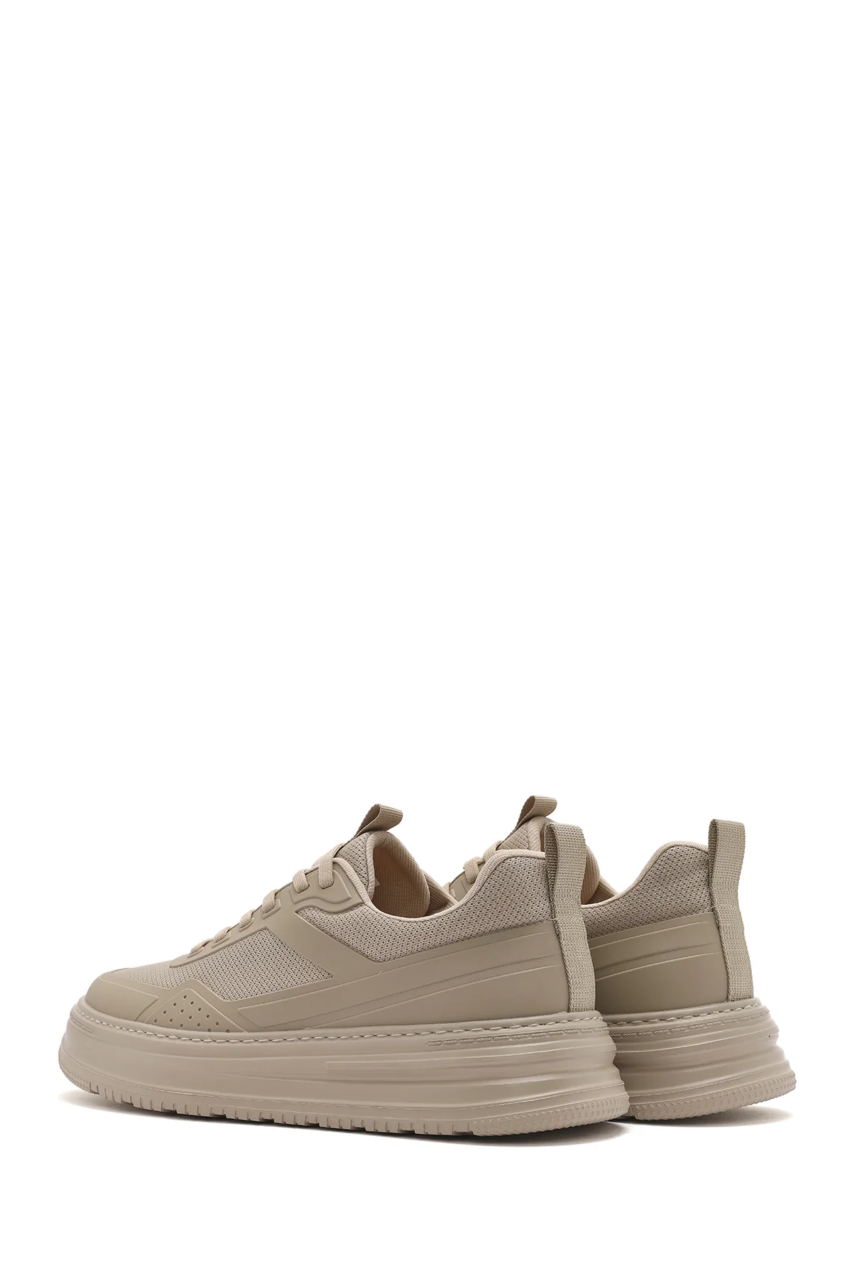 Erkek Bej Bağcıklı Kalın Tabanlı Sneaker - Image 5