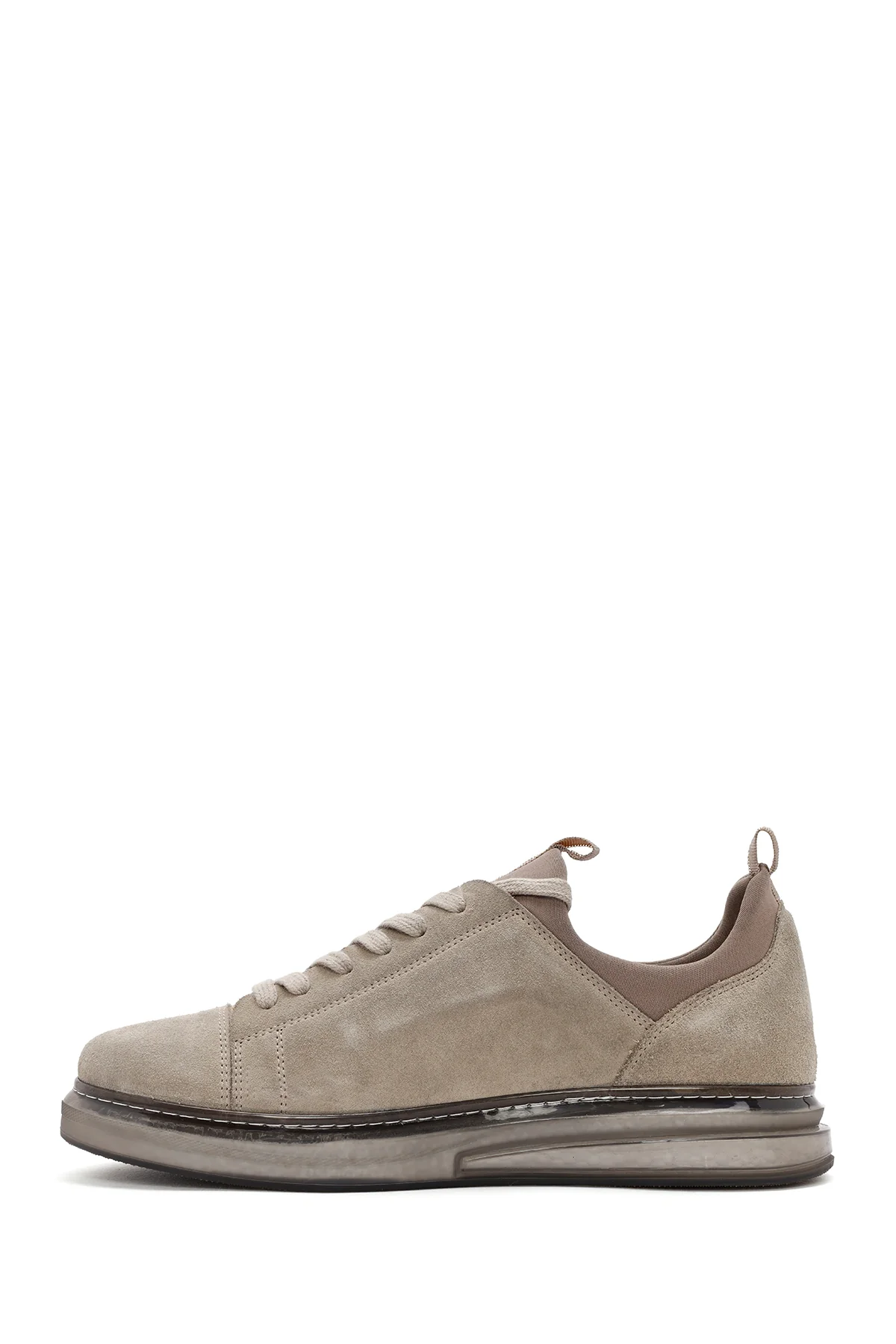 Erkek Bej Bağcıklı Süet Deri Sneaker - Image 2