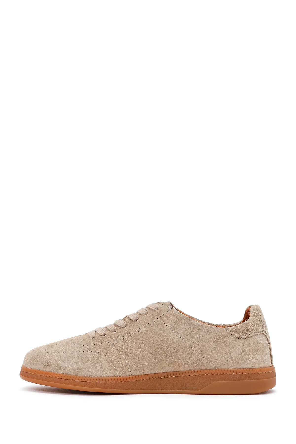 Erkek Bej Bağcıklı Süet Deri Sneaker - Image 3