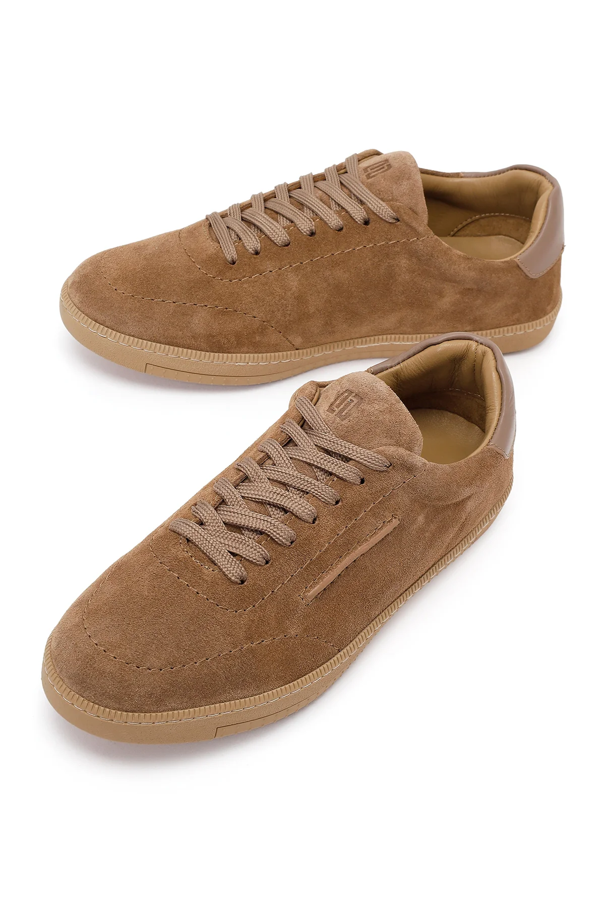 Erkek Bej Bağcıklı Süet Deri Sneaker - Image 10
