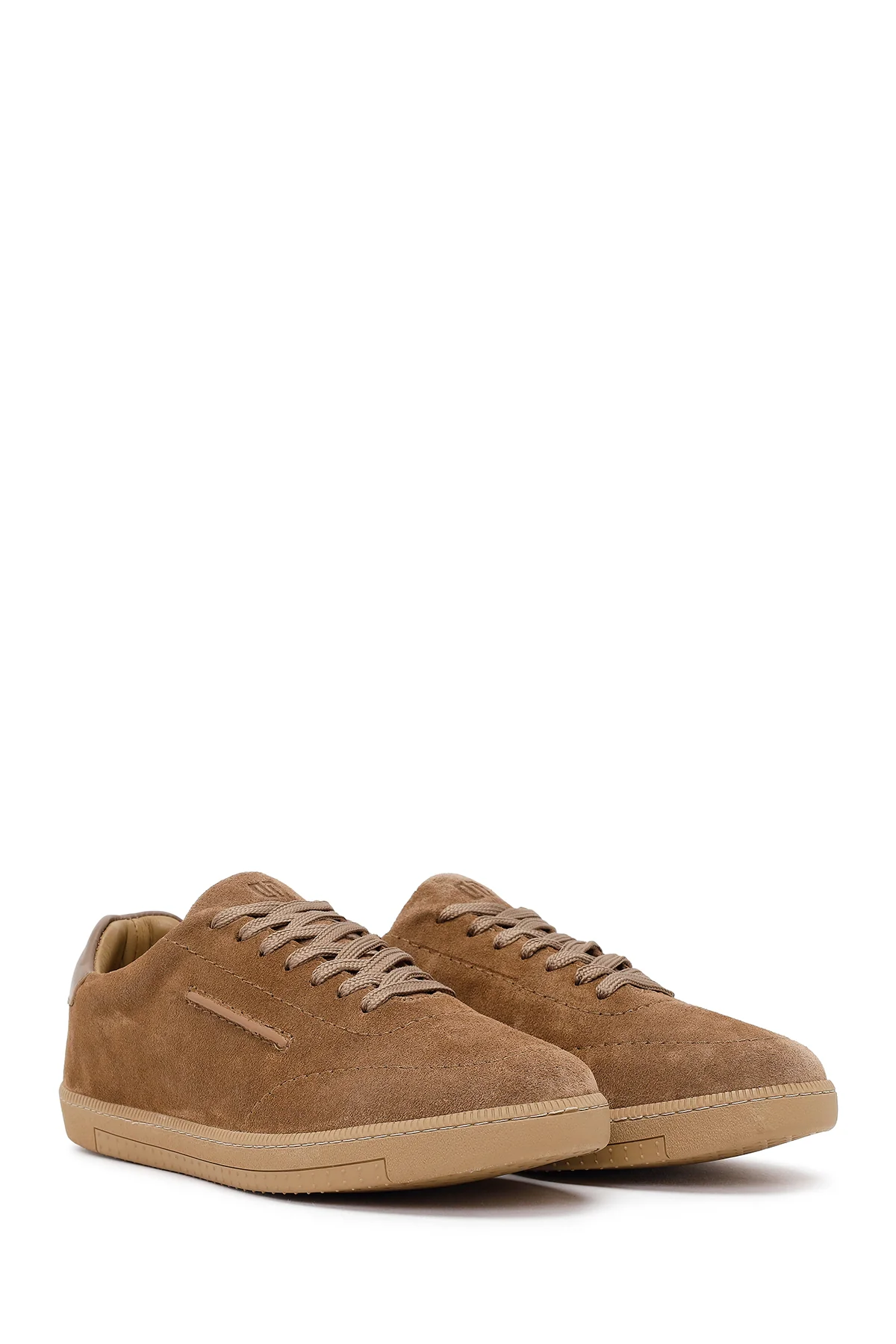 Erkek Bej Bağcıklı Süet Deri Sneaker - Image 2