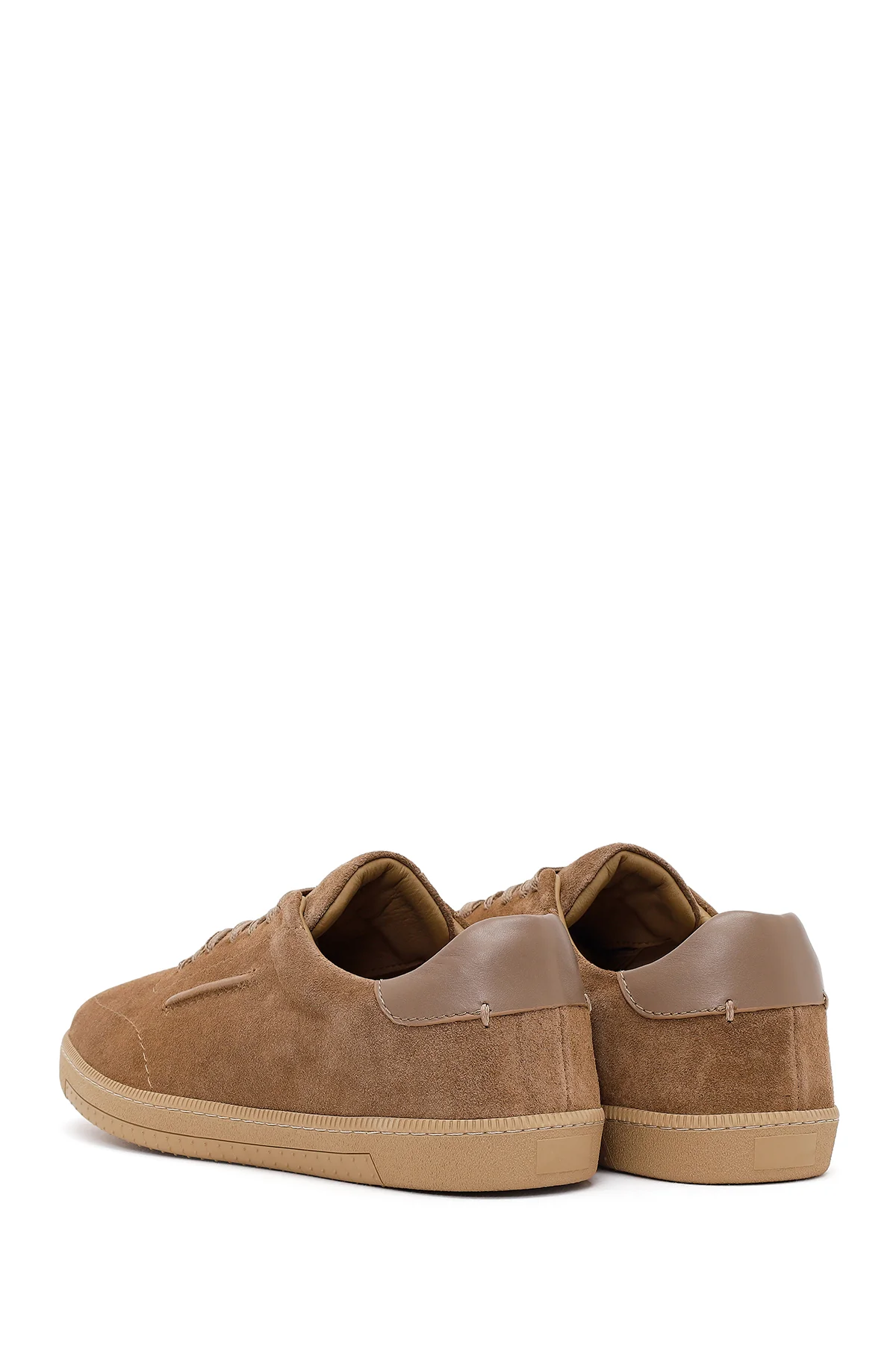Erkek Bej Bağcıklı Süet Deri Sneaker - Image 6