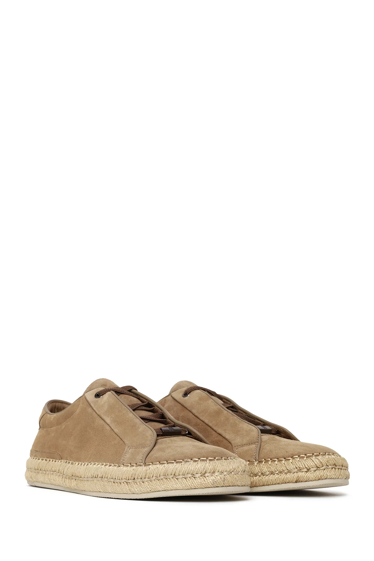 Erkek Bej Kalın Tabanlı Süet Deri Sneaker - Image 3