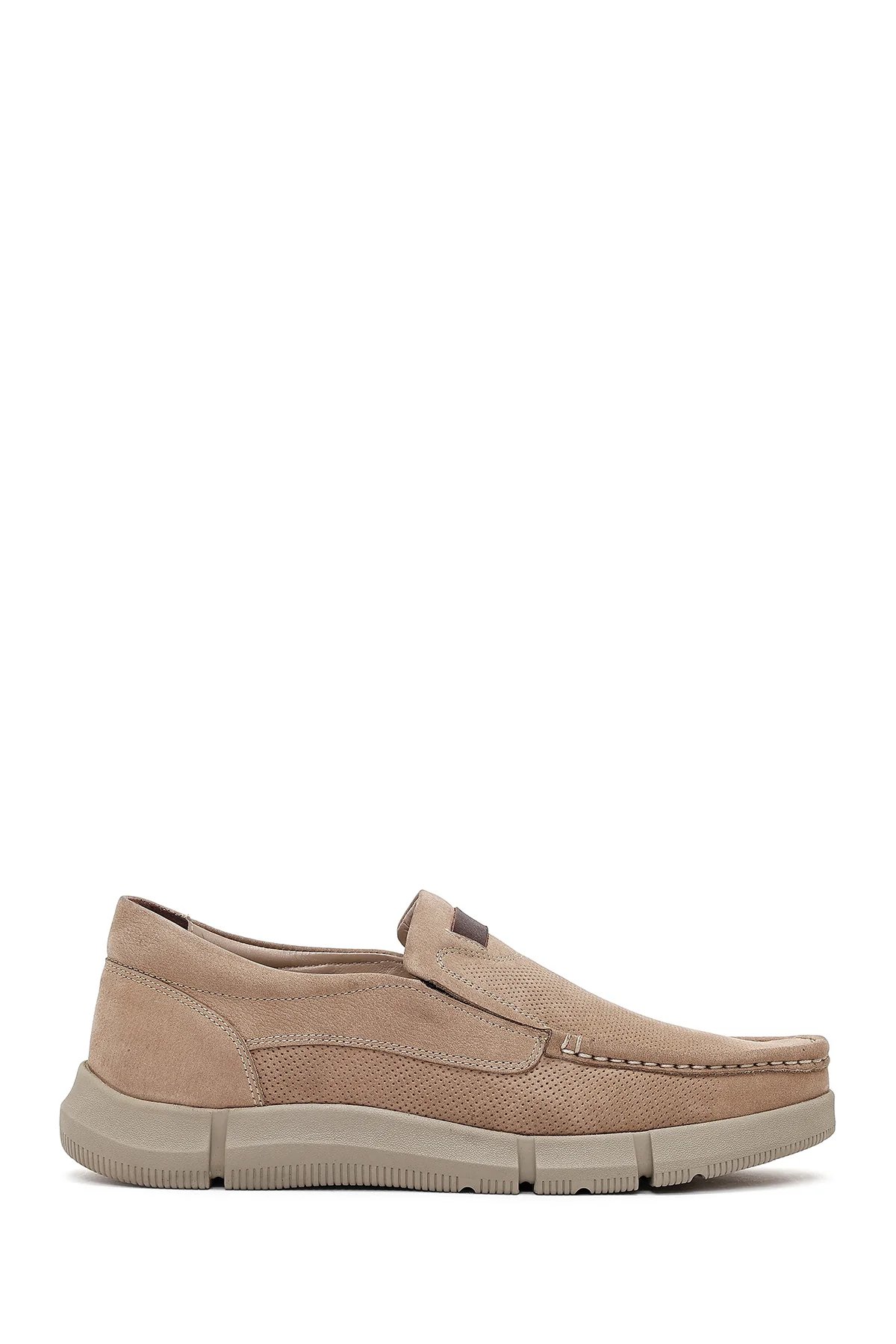 Erkek Bej Nubuk Deri Casual Loafer