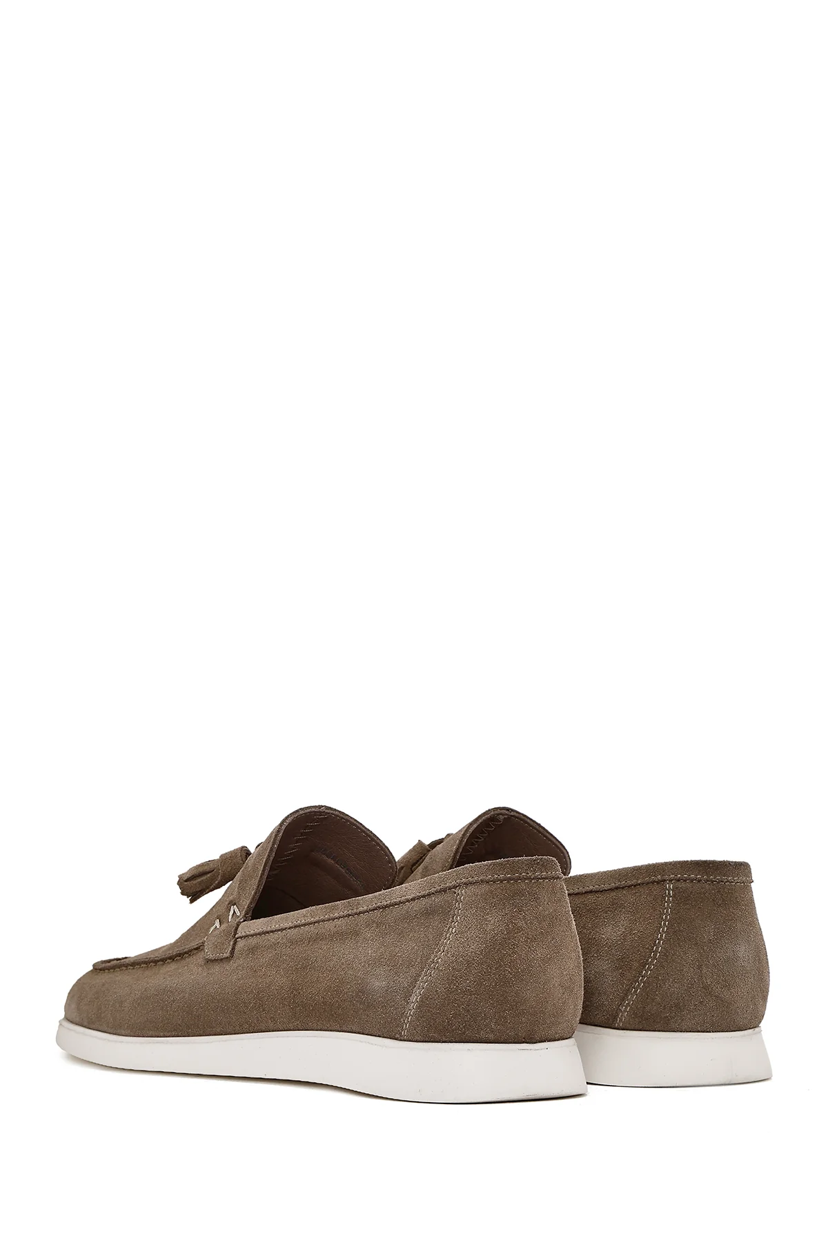 Erkek Bej Püsküllü Süet Deri Casual Loafer - Image 5