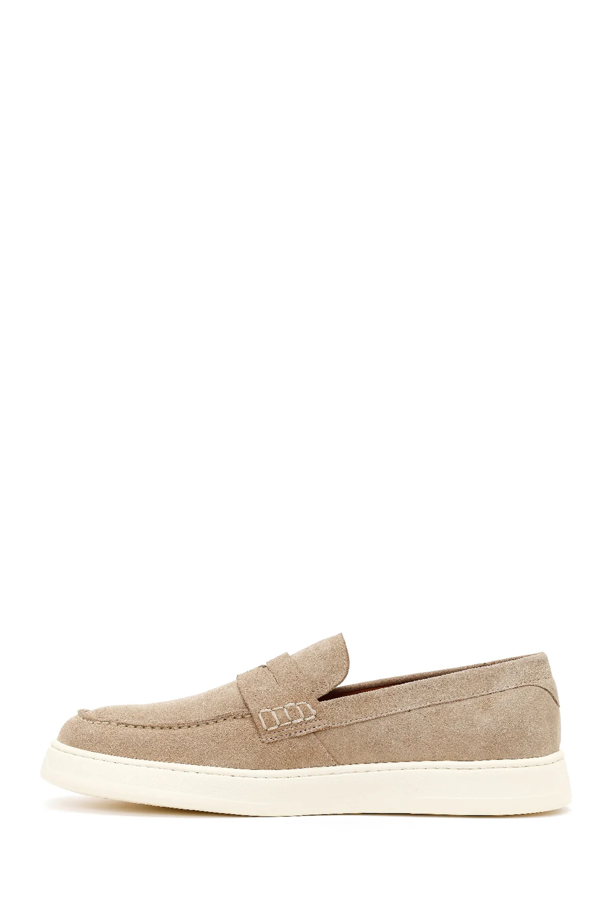 Erkek Bej Süet Deri Casual Loafer - Image 3