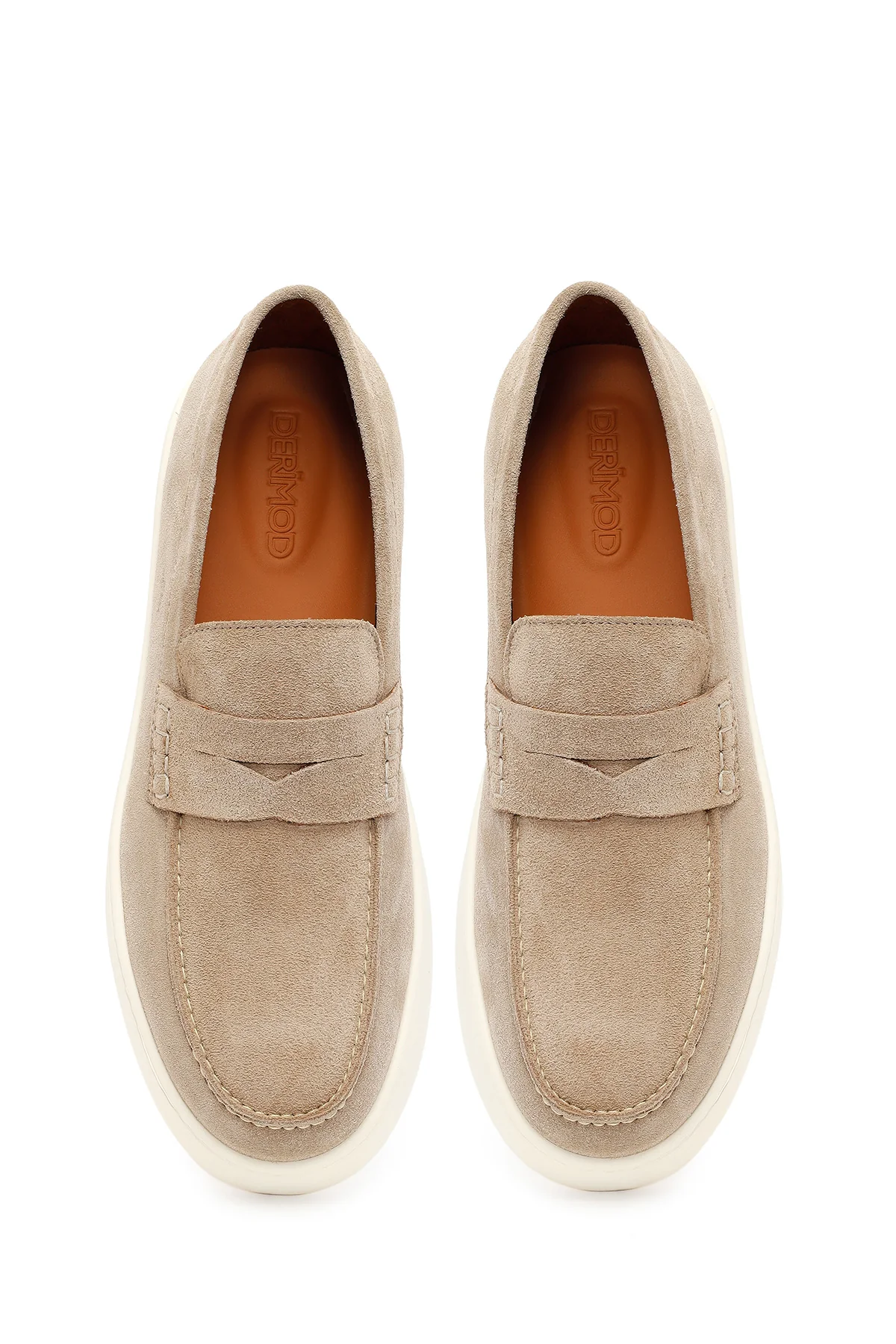 Erkek Bej Süet Deri Casual Loafer - Image 4