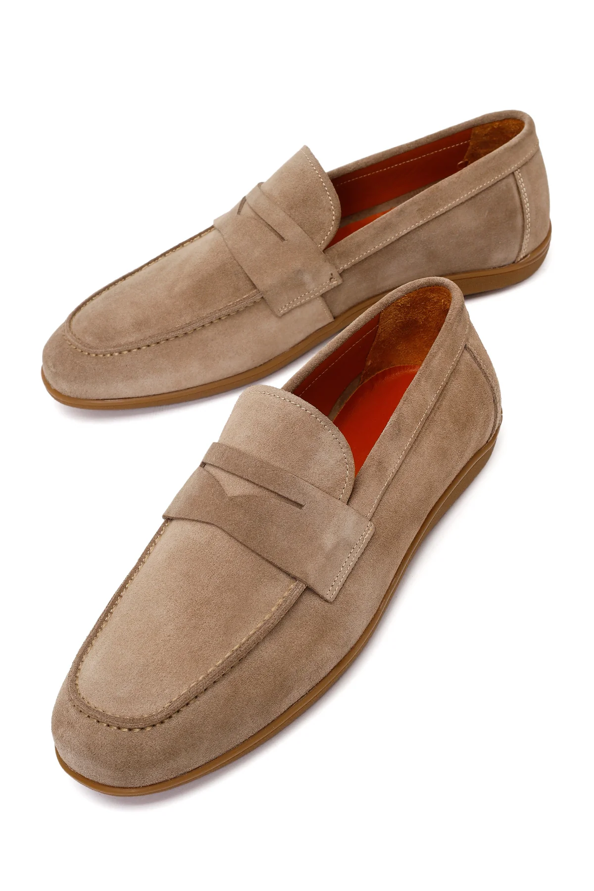 Erkek Bej Süet Deri Loafer - Image 11