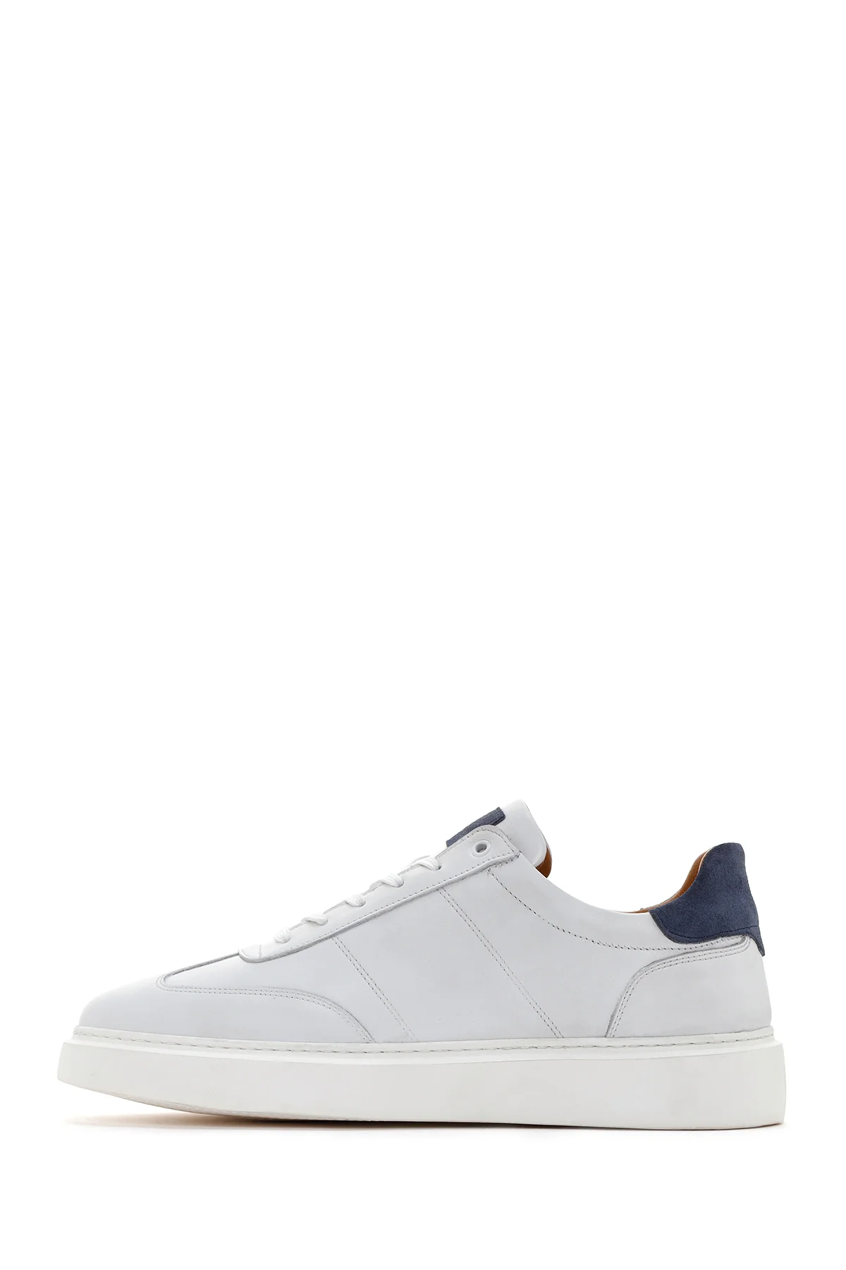 Erkek Beyaz Bağcıklı Deri Sneaker - Image 2