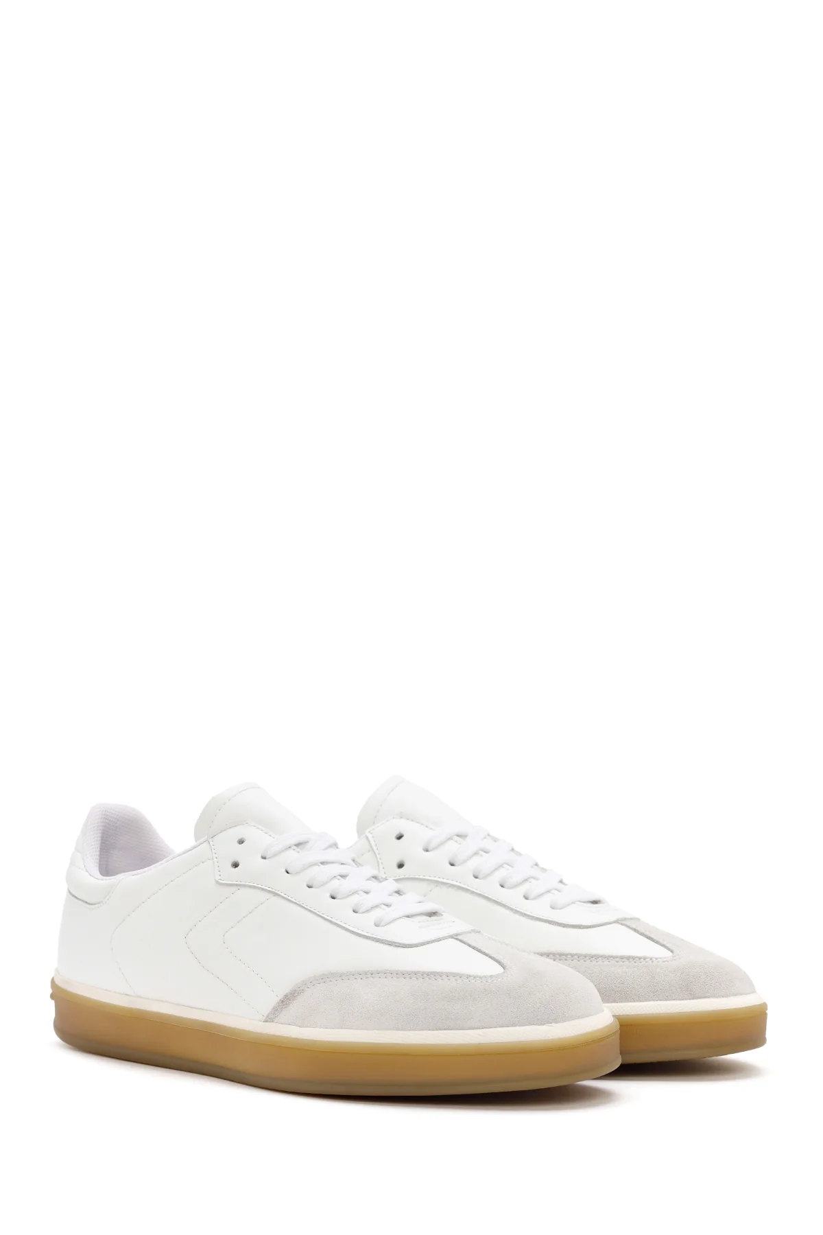 Erkek Beyaz Bağcıklı Deri Sneaker - Image 3