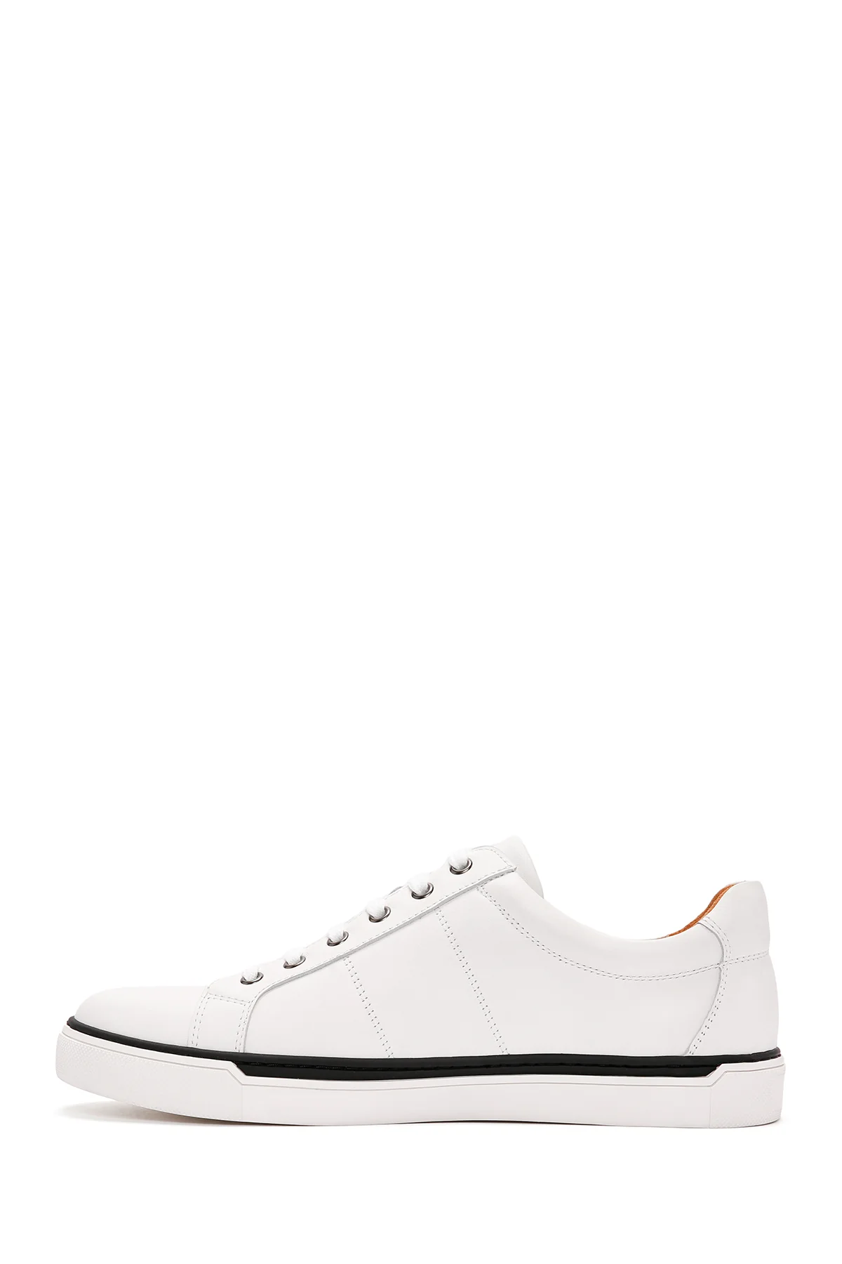 Erkek Beyaz Bağcıklı Deri Sneaker - Image 2