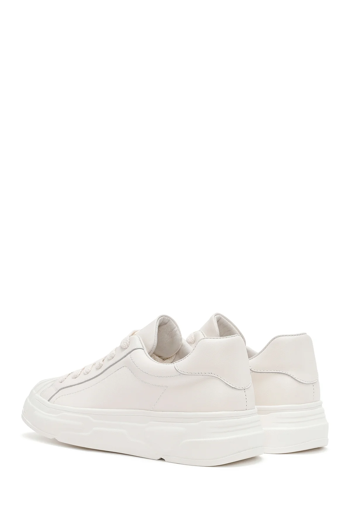 Erkek Beyaz Bağcıklı Deri Sneaker - Image 5