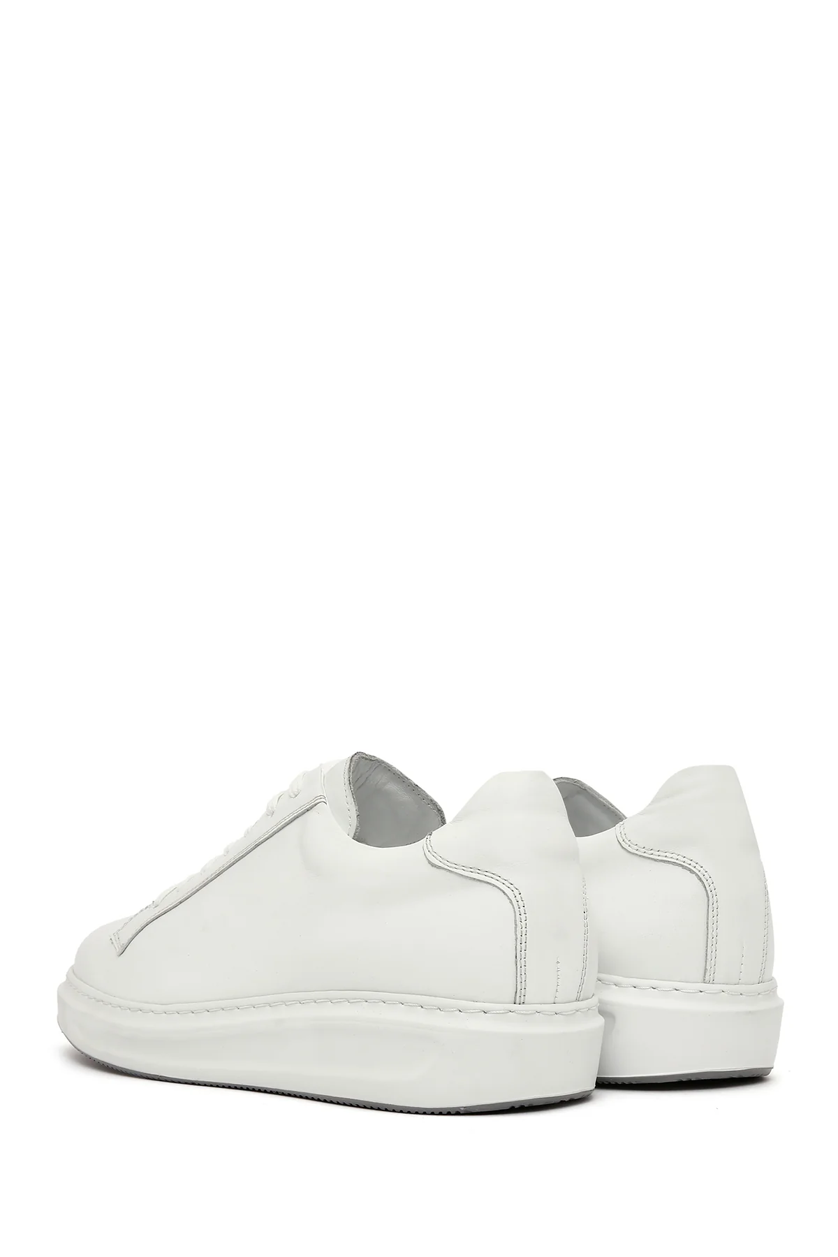 Erkek Beyaz Bağcıklı Deri Sneaker - Image 5