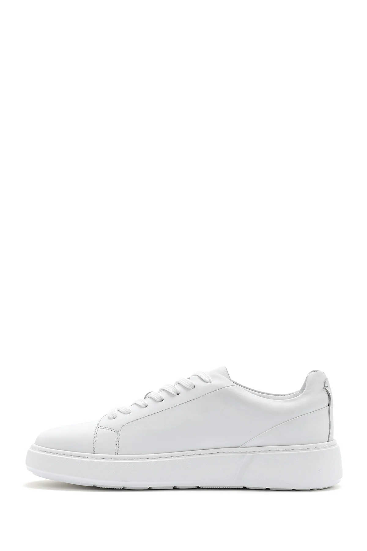 Erkek Beyaz Bağcıklı Deri Sneaker - Image 2