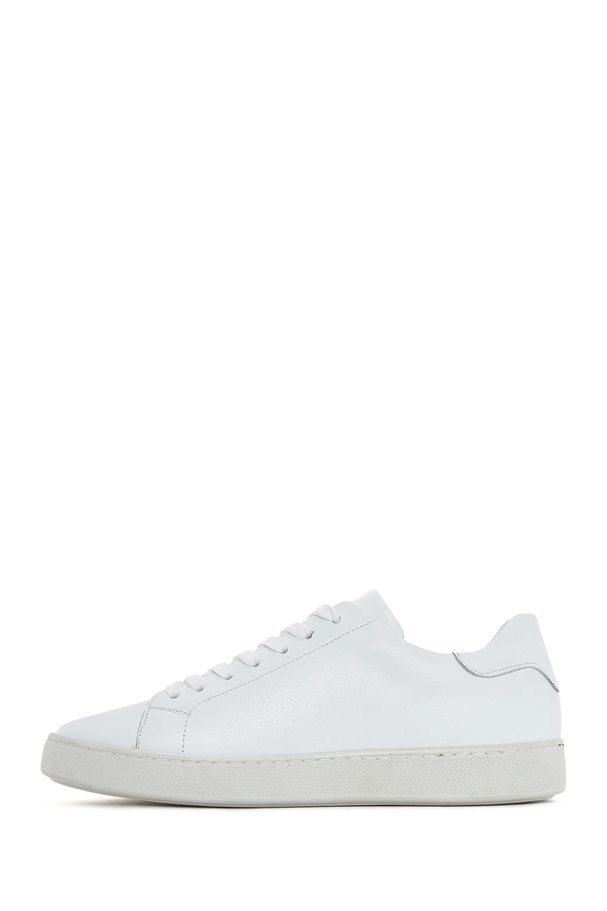 Erkek Beyaz Bağcıklı Deri Sneaker - Image 2