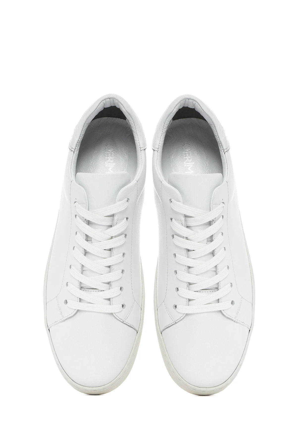 Erkek Beyaz Bağcıklı Deri Sneaker - Image 7