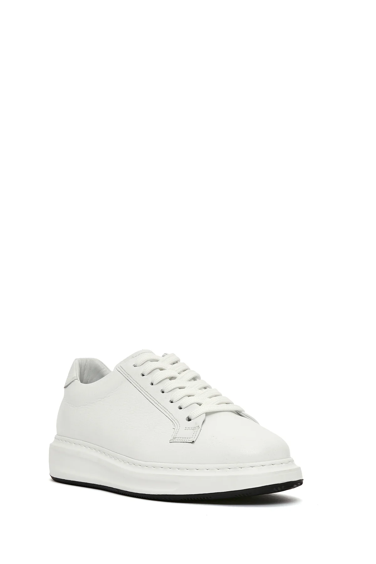 Erkek Beyaz Bağcıklı Deri Sneaker - Image 6