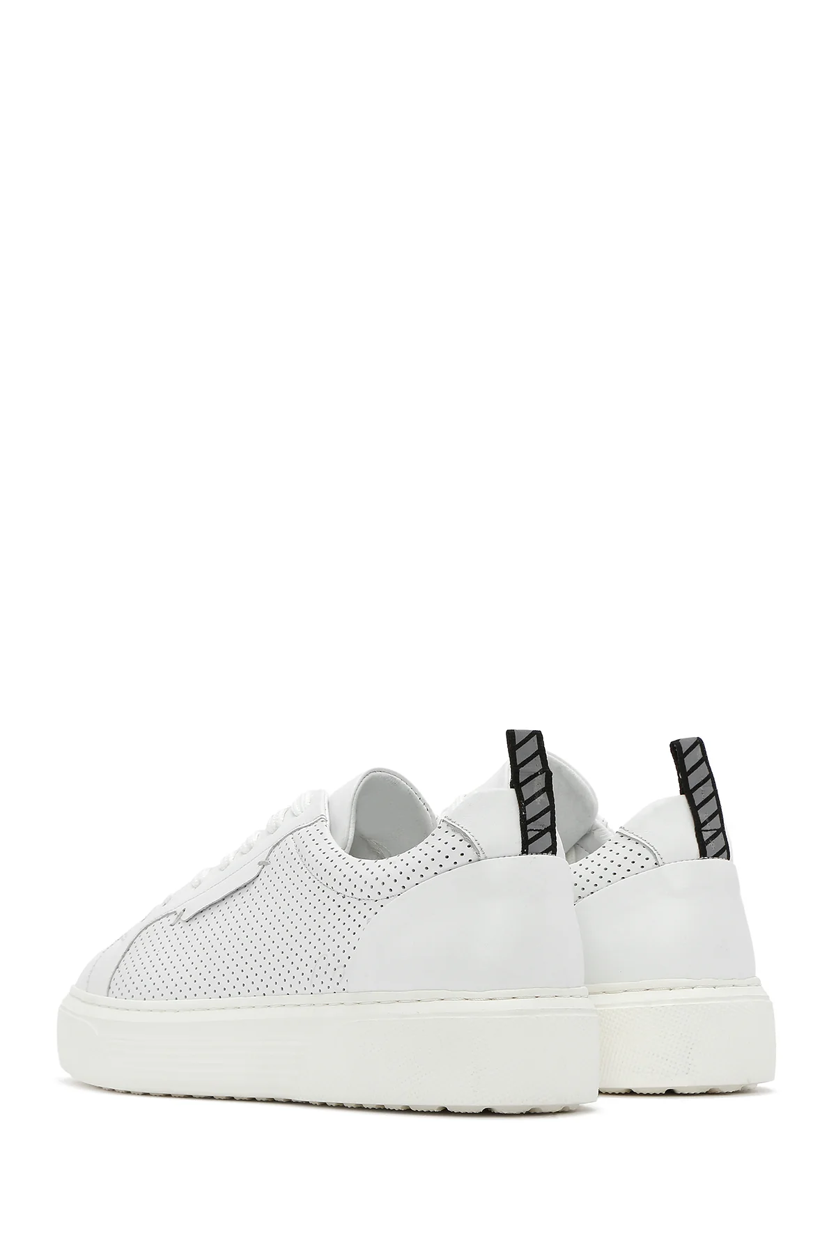 Erkek Beyaz Bağcıklı Deri Sneaker - Image 5
