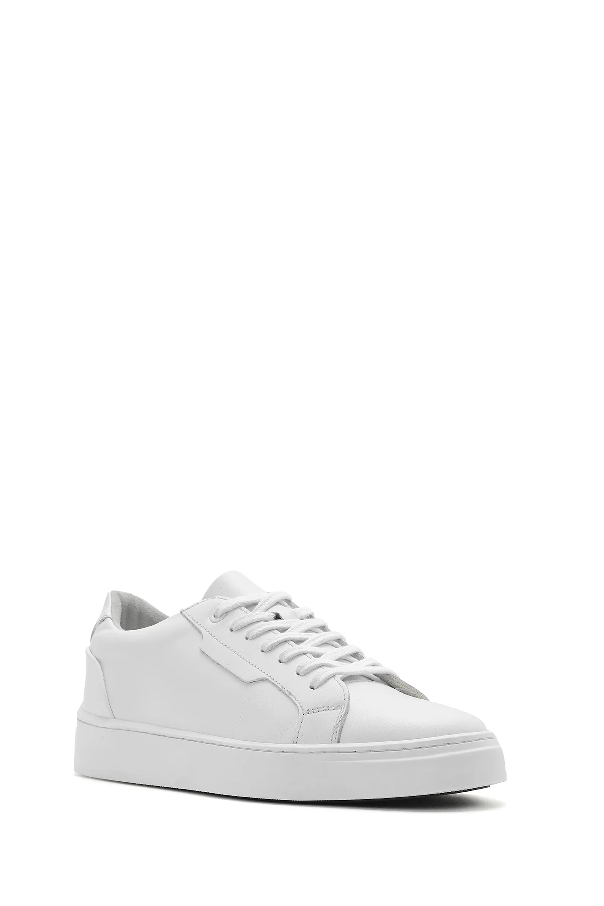 Erkek Beyaz Bağcıklı Deri Sneaker - Image 6