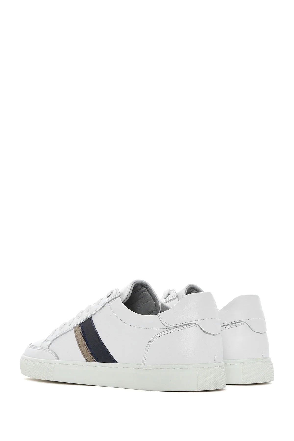 Erkek Beyaz Bağcıklı Deri Sneaker - Image 5