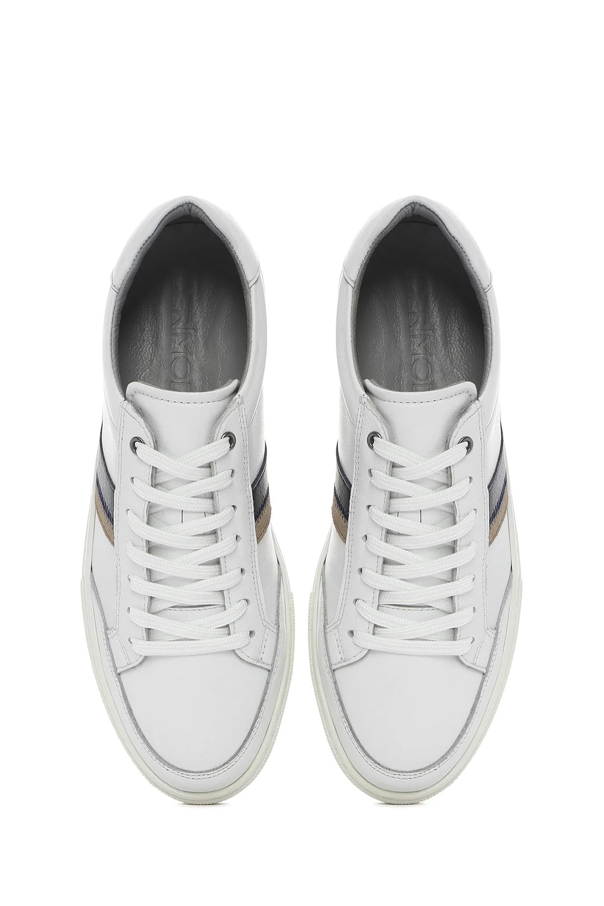 Erkek Beyaz Bağcıklı Deri Sneaker - Image 7