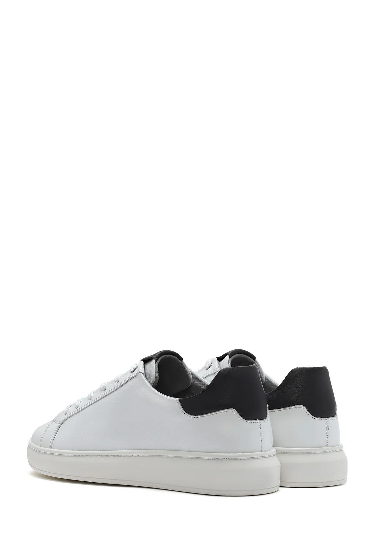 Erkek Beyaz Bağcıklı Deri Sneaker - Image 5