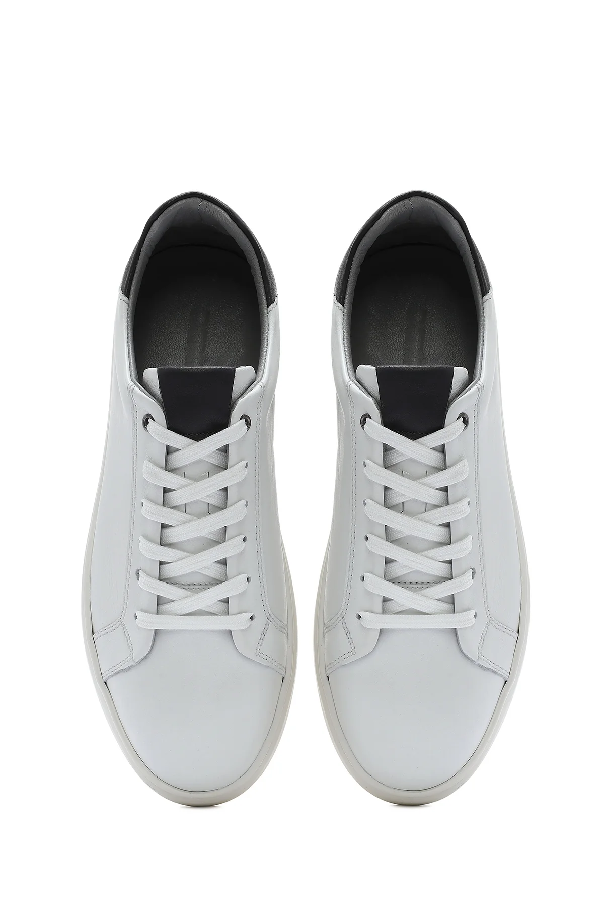 Erkek Beyaz Bağcıklı Deri Sneaker - Image 7