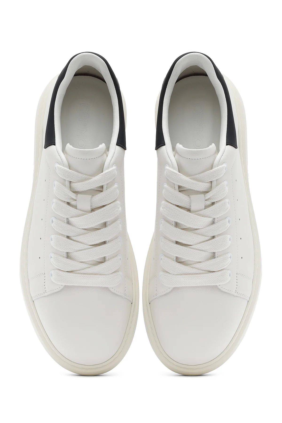 Erkek Beyaz Bağcıklı Deri Sneaker - Image 7