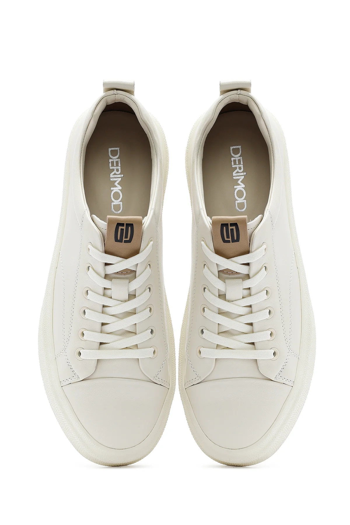 Erkek Beyaz Bağcıklı Deri Sneaker - Image 7
