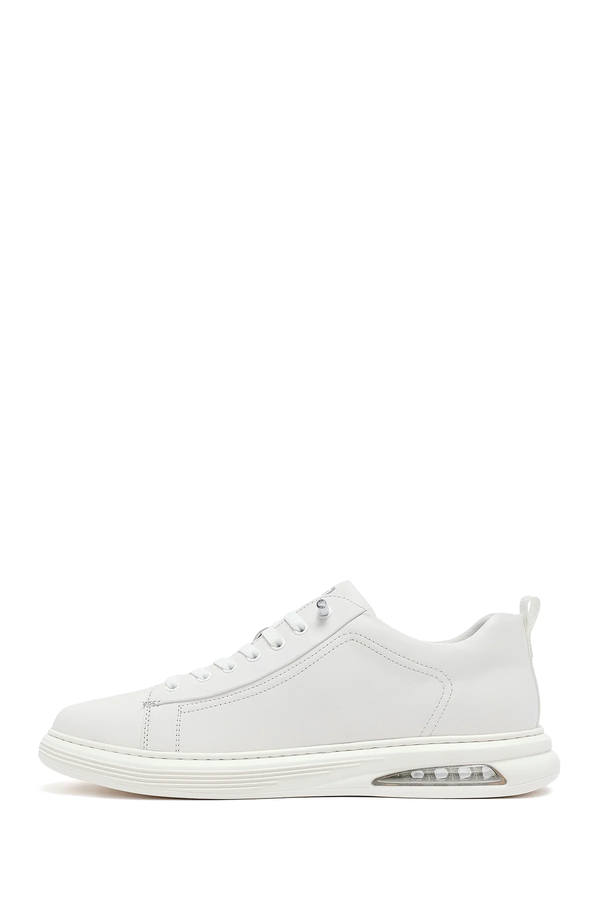 Erkek Beyaz Bağcıklı Deri Sneaker - Image 2