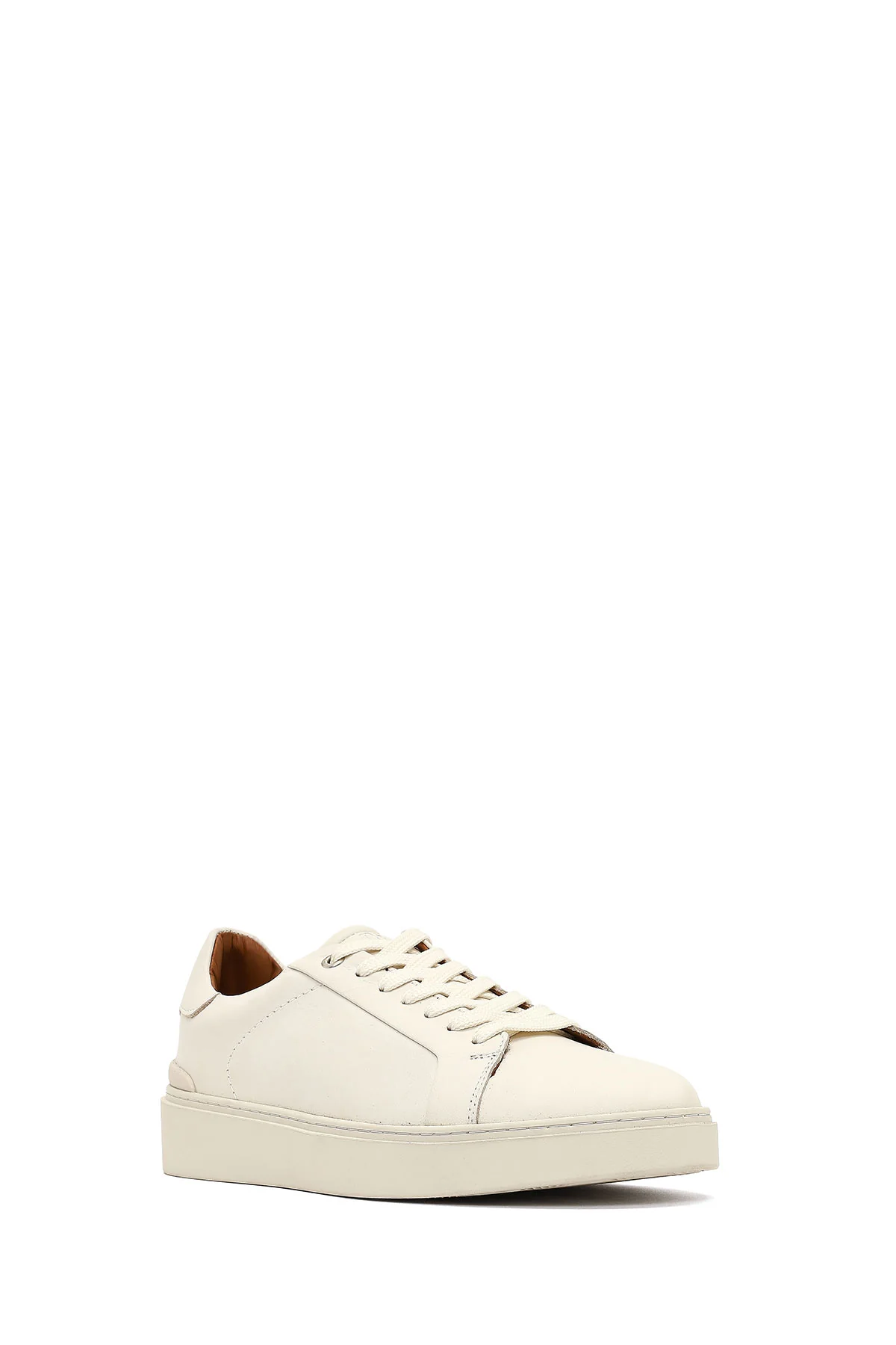 Erkek Beyaz Bağcıklı Deri Sneaker - Image 6