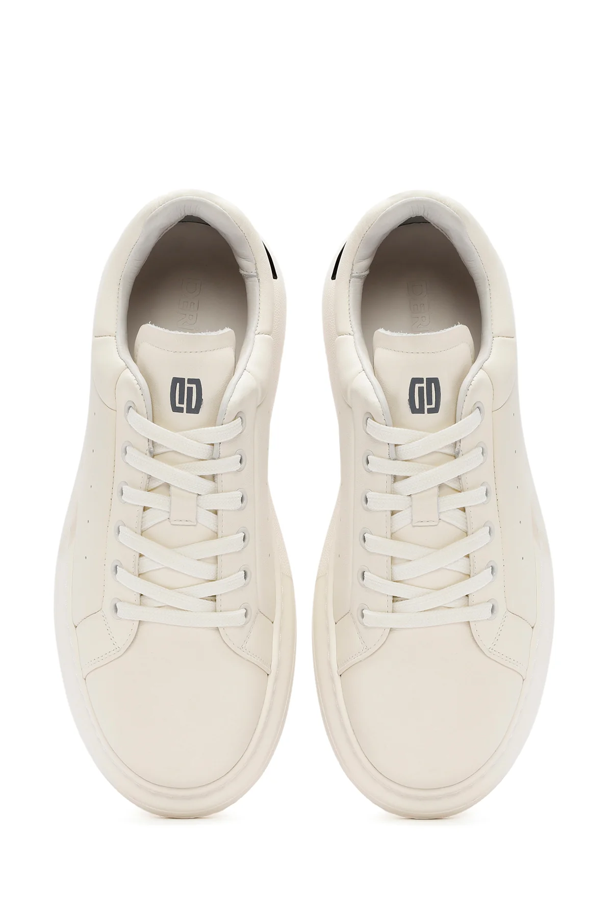 Erkek Beyaz Bağcıklı Kalın Tabanlı Deri Sneaker - Image 7