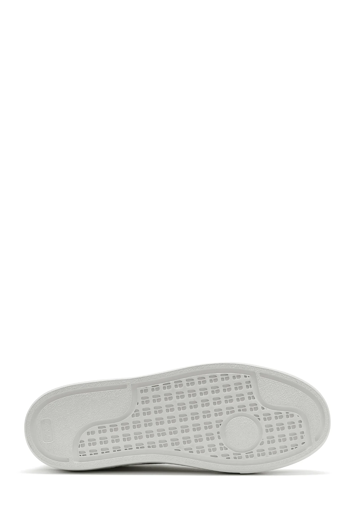 Erkek Beyaz Bağcıklı Kalın Tabanlı Deri Sneaker - Image 4