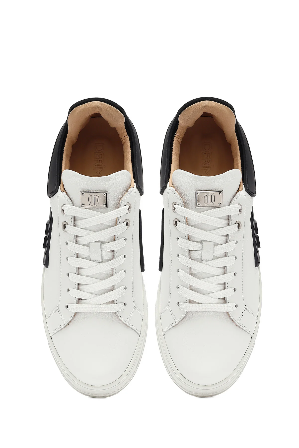 Erkek Beyaz Bağcıklı Kalın Tabanlı Deri Sneaker - Image 7