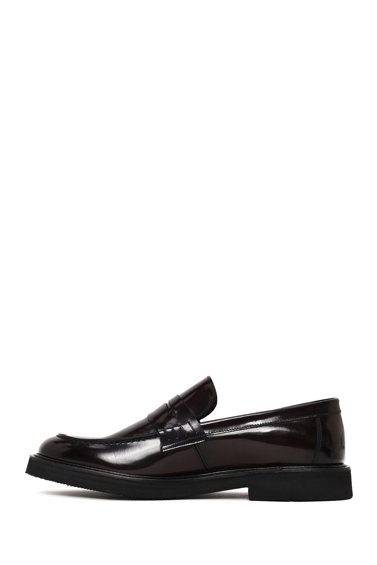 Erkek Bordo Kalın Tabanlı Deri Loafer - Image 3