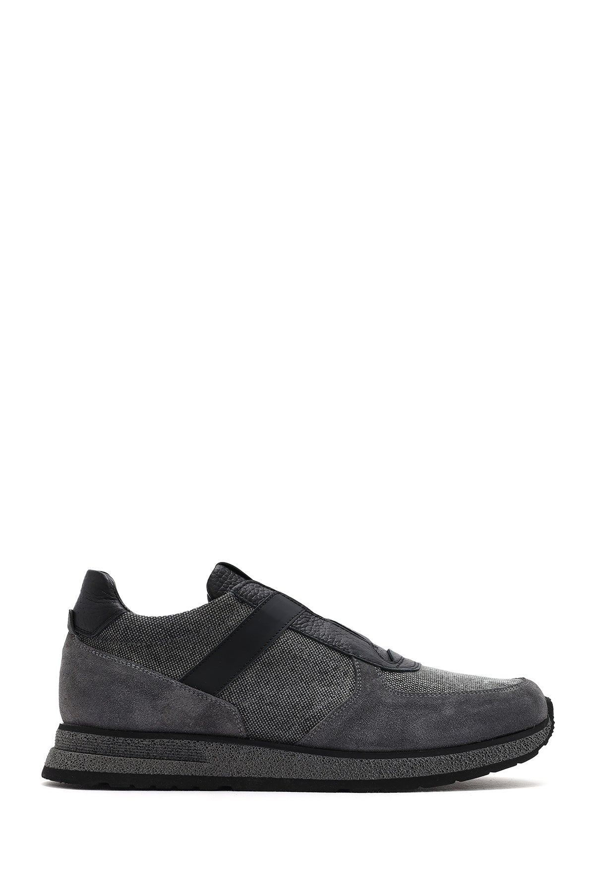 Erkek Gri Bağcıklı Deri Casual Sneaker